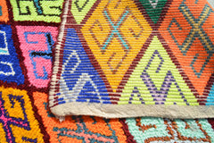 Vintage Moroccan Rug Multicolor White And Pink Rug | Colorful Vintage Kilim Rugs  illuminate collective