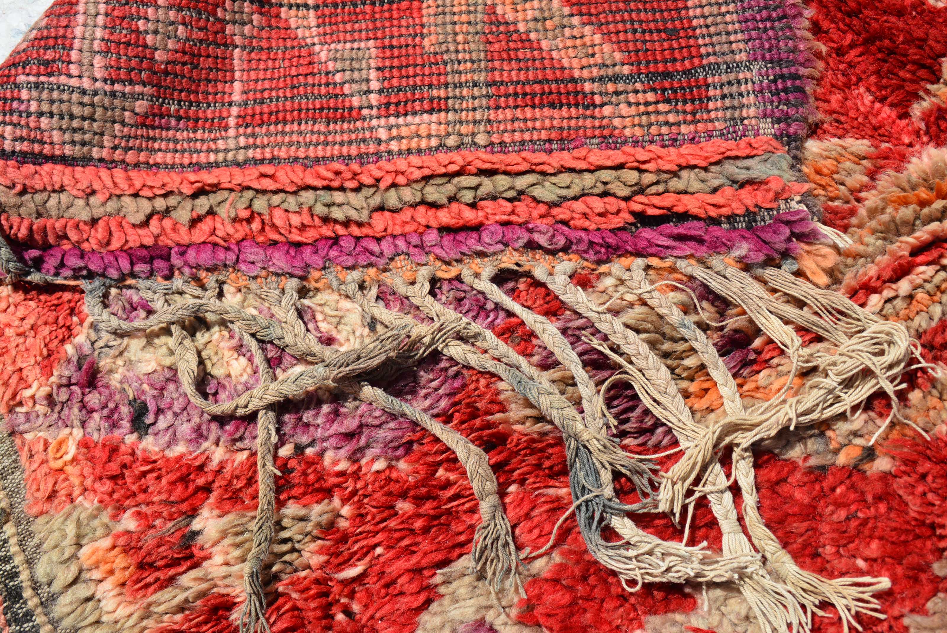 Vintage Moroccan Rug - Orange And Red Rug - Purple Runners Rugs