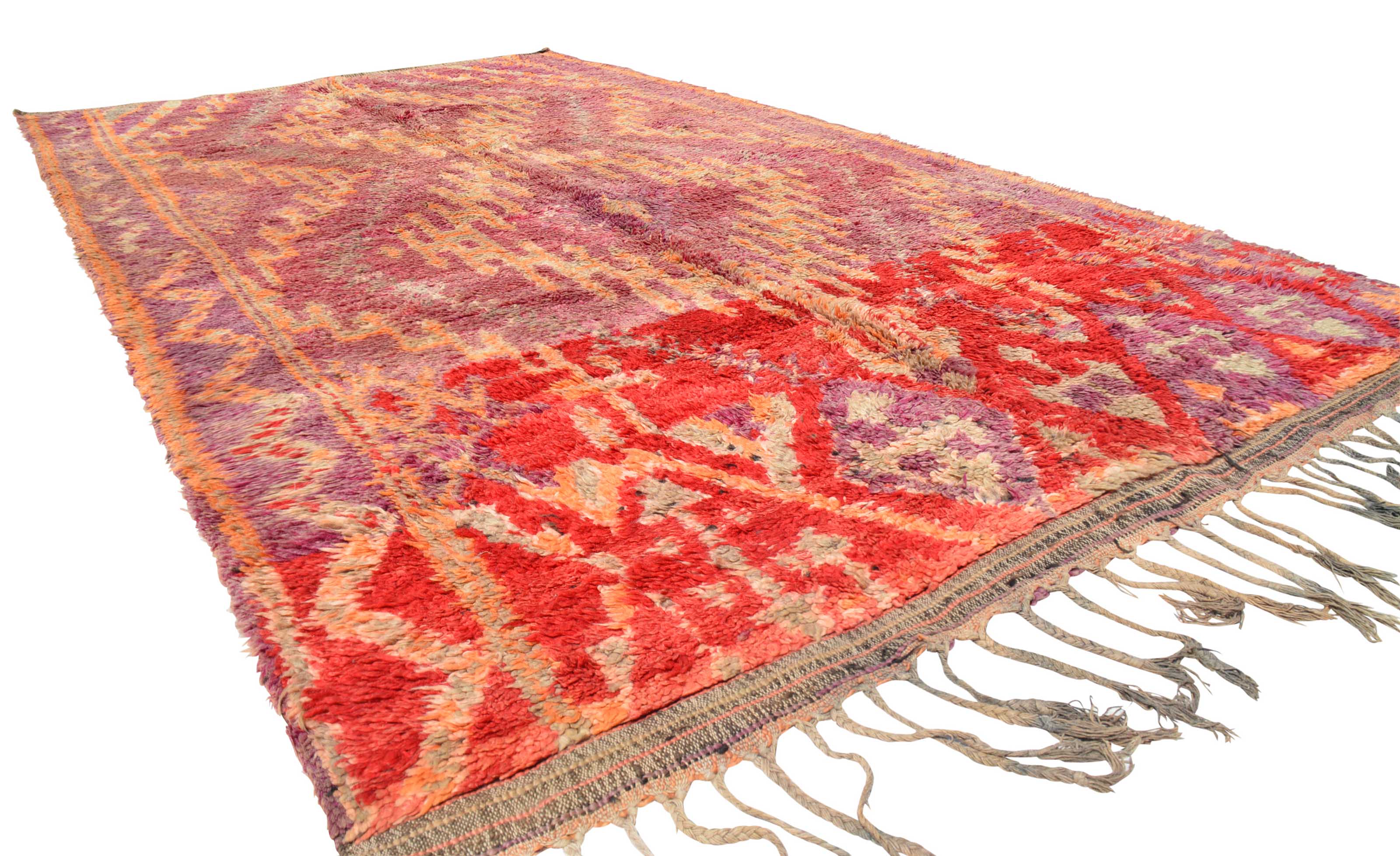 Vintage Moroccan Rug - Orange And Red Rug - Purple Runners Rugs