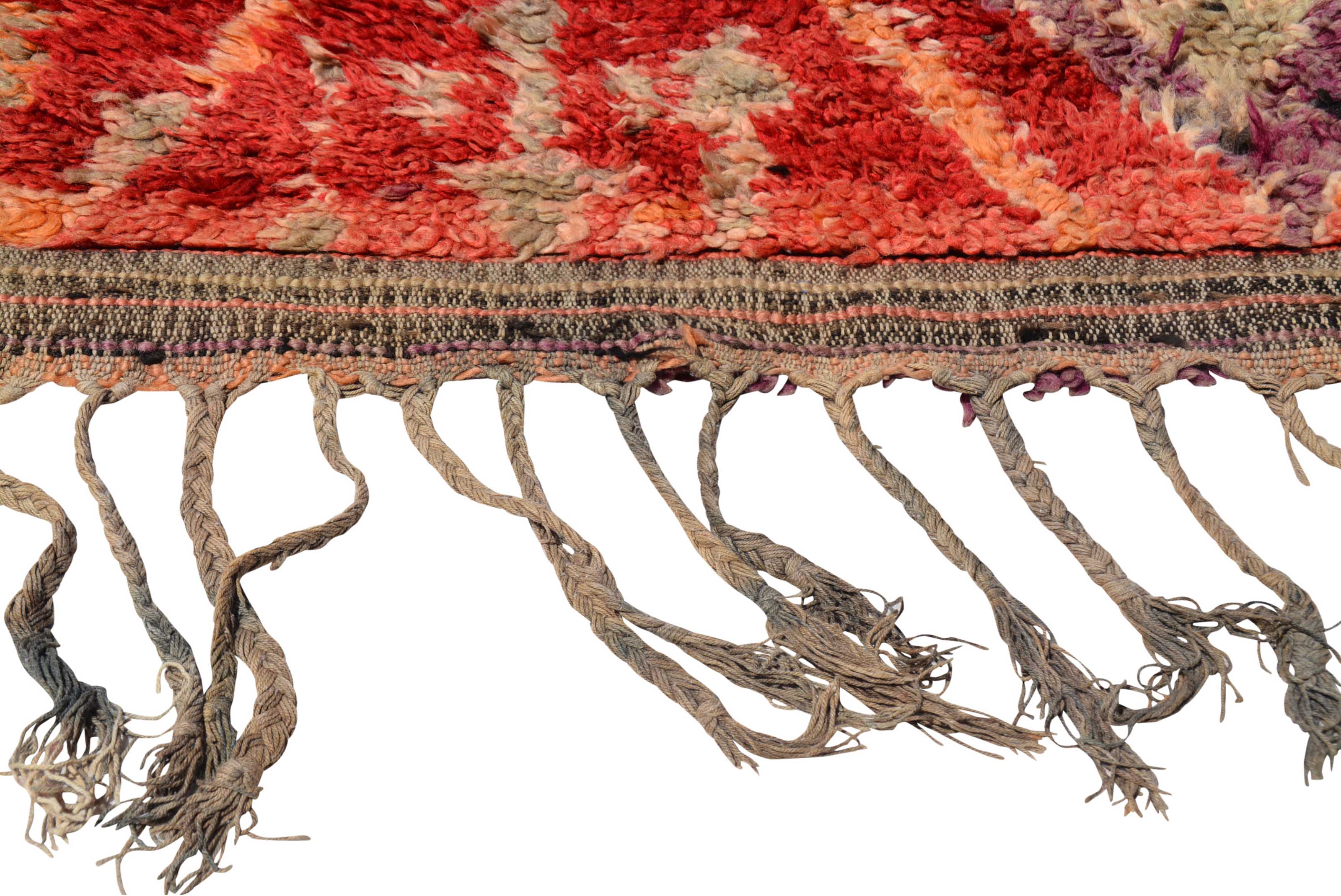 Vintage Moroccan Rug - Orange And Red Rug - Purple Runners Rugs