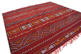 Vintage Moroccan Rug Red flat weave Vintage Rug Illuminate Collective