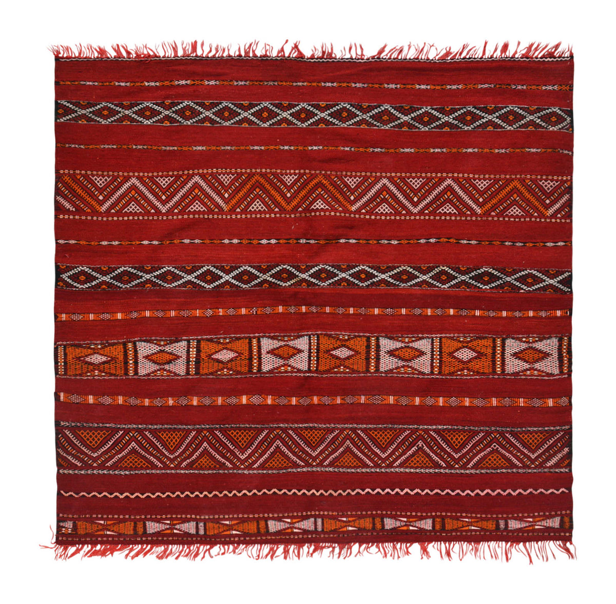 Vintage Moroccan Rug Red flat weave Vintage Rug Illuminate Collective