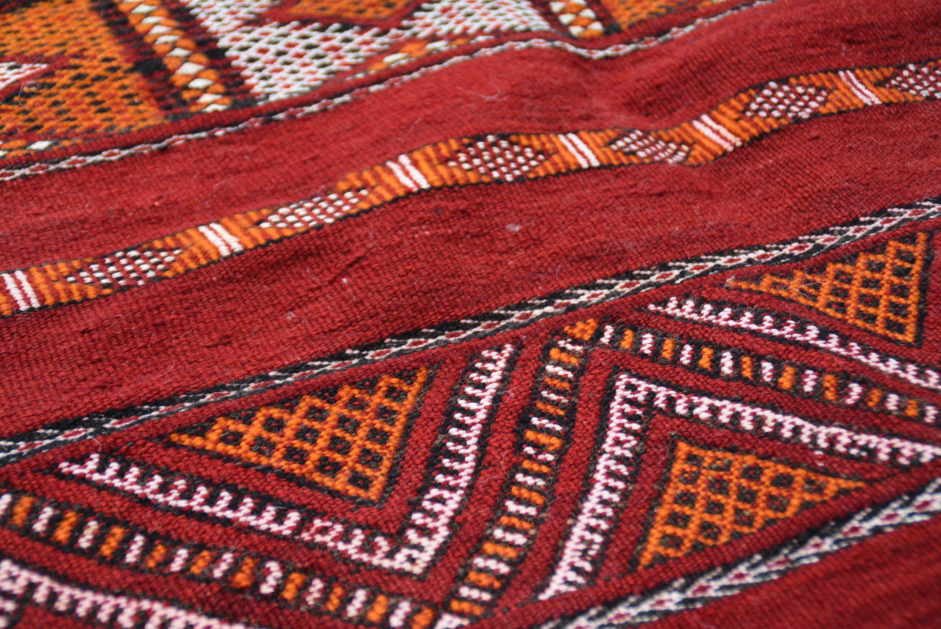 Vintage Moroccan Rug Red flat weave Vintage Rug Illuminate Collective