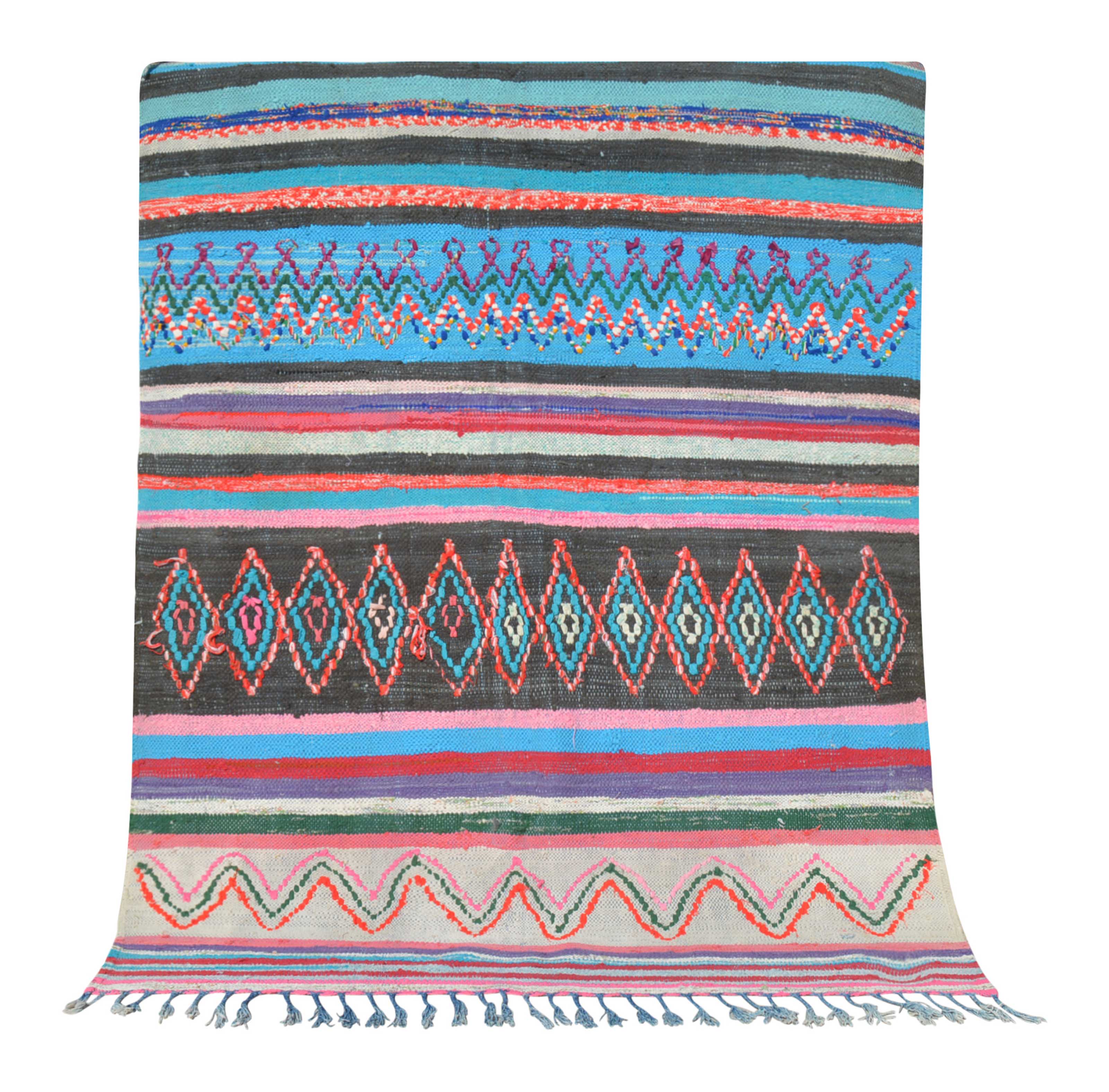 Vintage Moroccan Rug Shaggy Stripes Vintage Shag Rug - Add a touch of retro style to your home illuminate collective