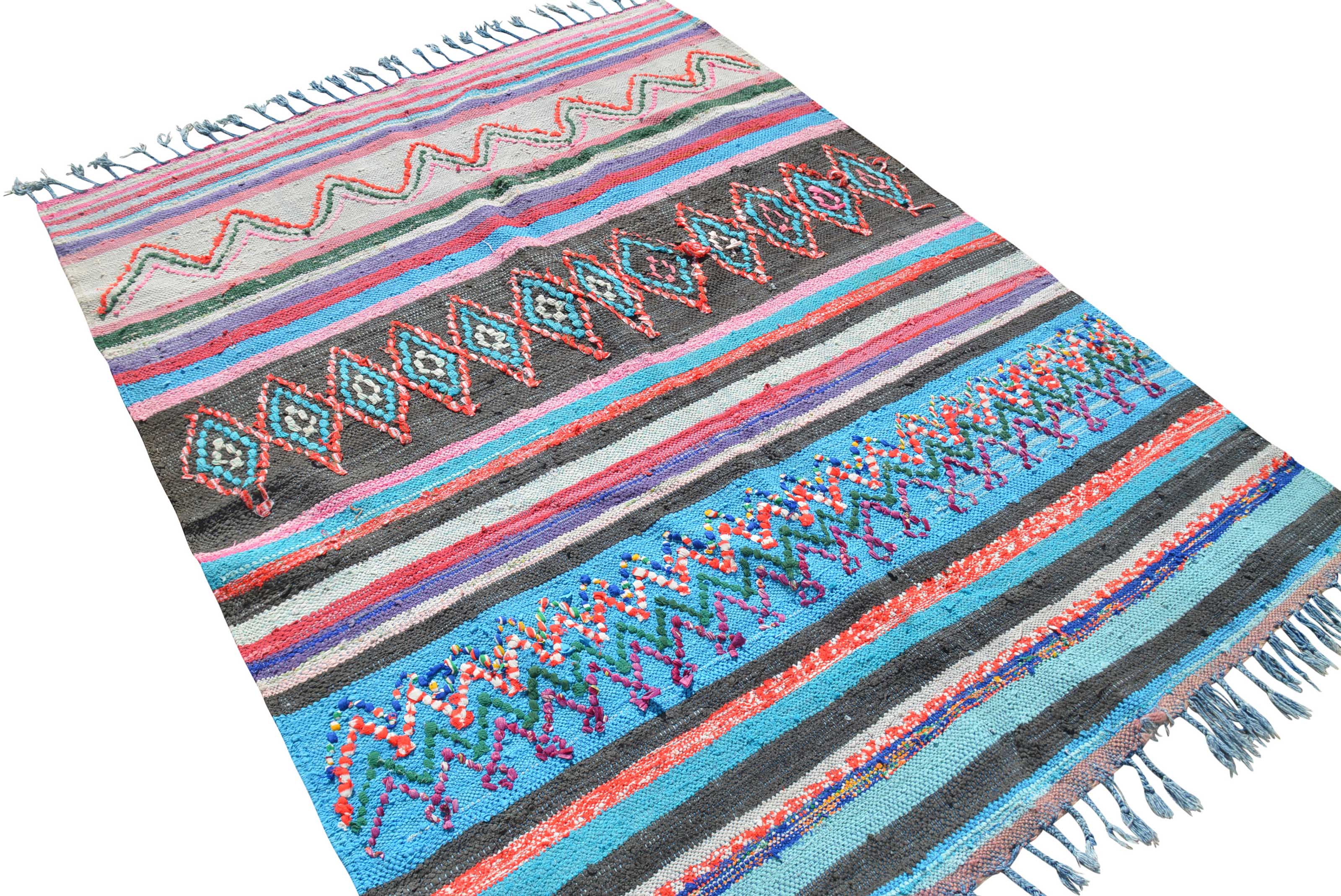Vintage Moroccan Rug Shaggy Stripes Vintage Shag Rug - Add a touch of retro style to your home illuminate collective