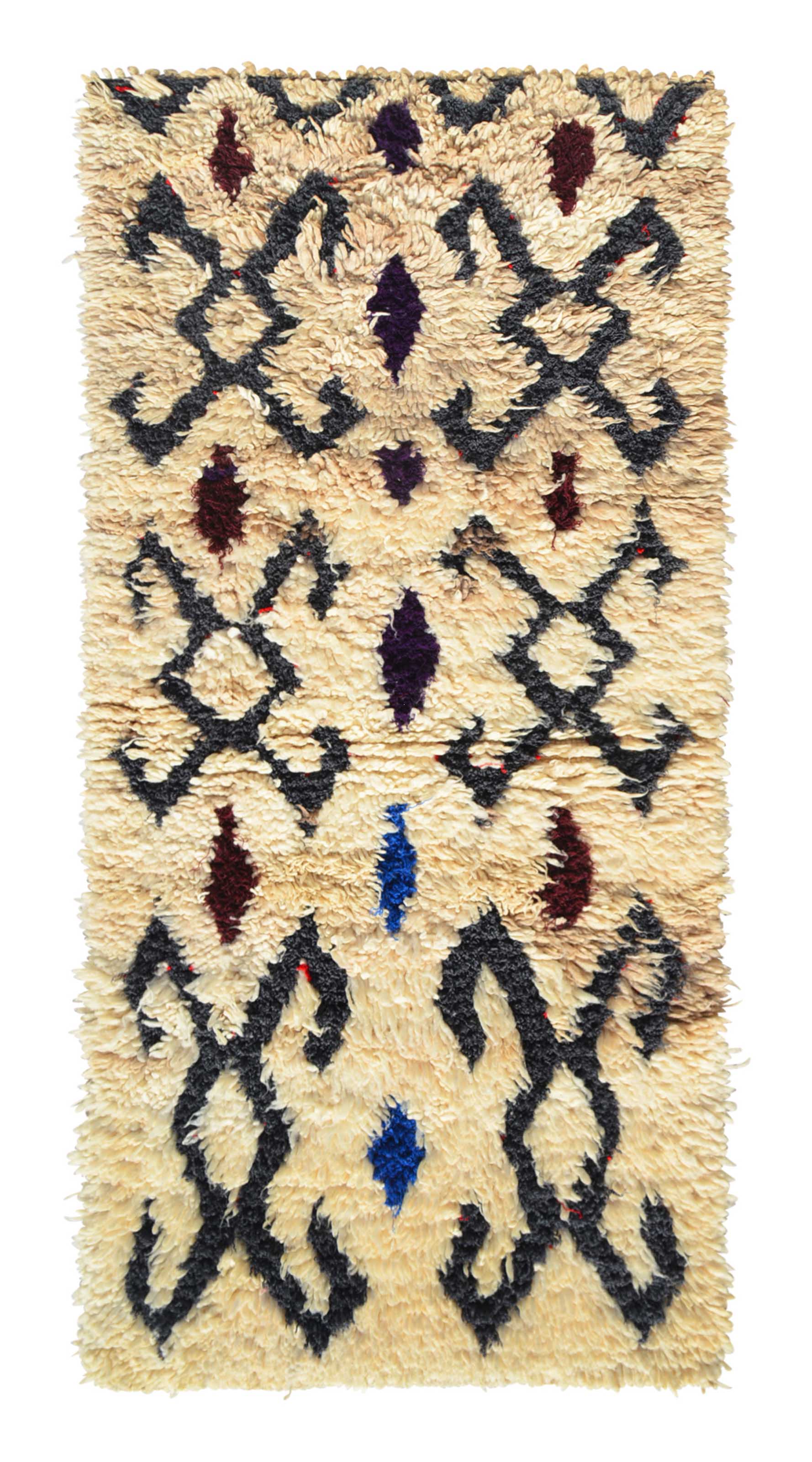 Vintage Moroccan Rug Vintage Hooked Rugs for Sale | Grey and Blue Moroccan Rugs | Illuminate Collective illuminate collective 