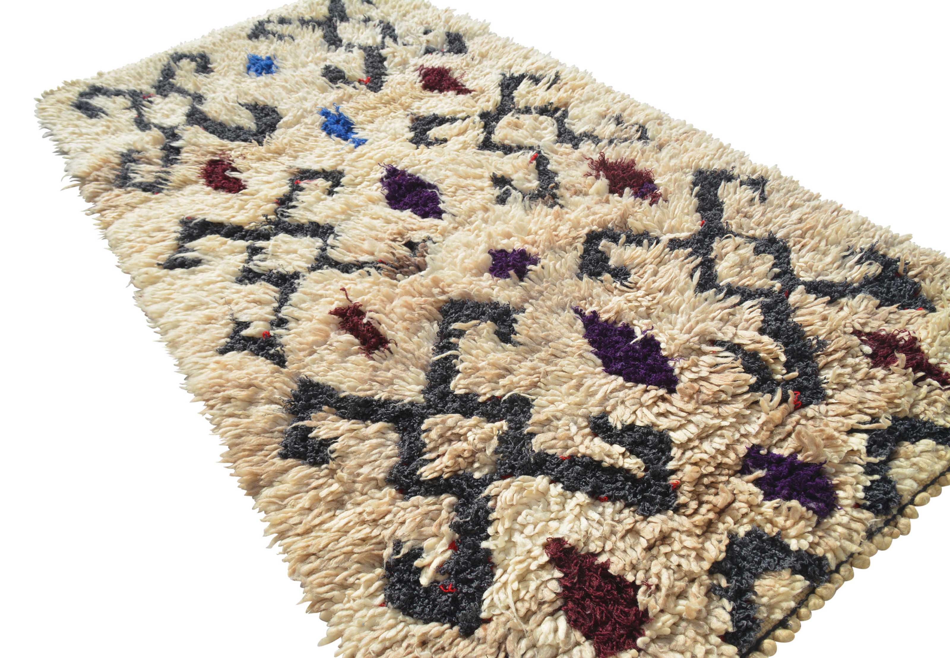 Vintage Moroccan Rug Vintage Hooked Rugs for Sale | Grey and Blue Moroccan Rugs | Illuminate Collective illuminate collective 