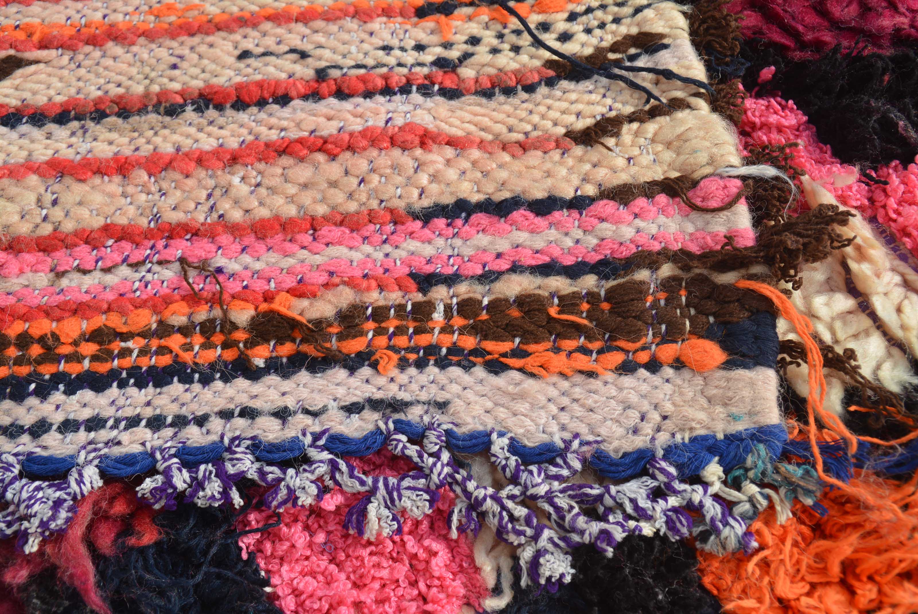 Vintage Moroccan Rug Vintage Moroccan Rug - White And Pink Rug - Illuminate Collective illuminate collective 