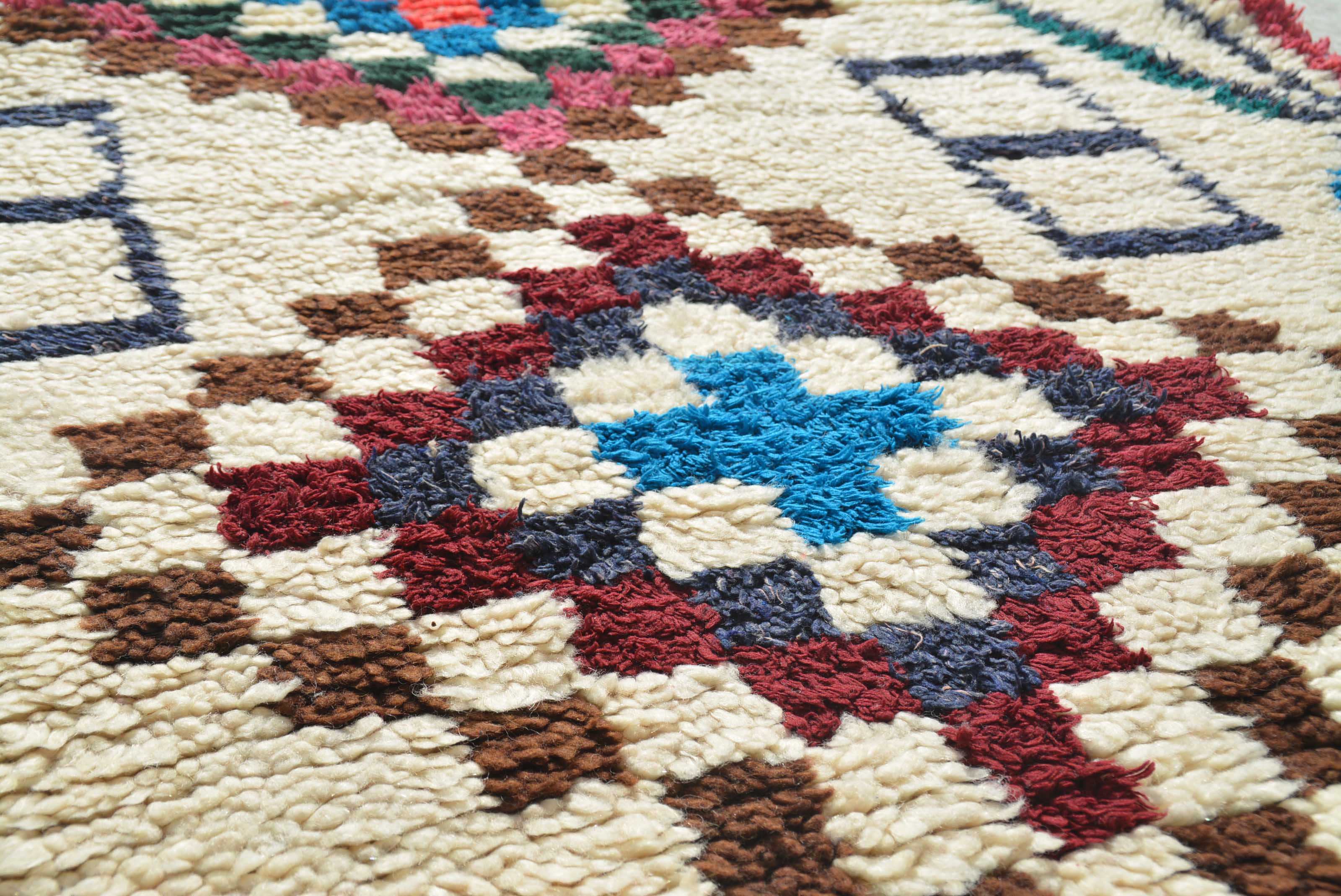 Vintage Wool Rugs - Faded Vintage Rugs - Vintage Moroccan Rug 