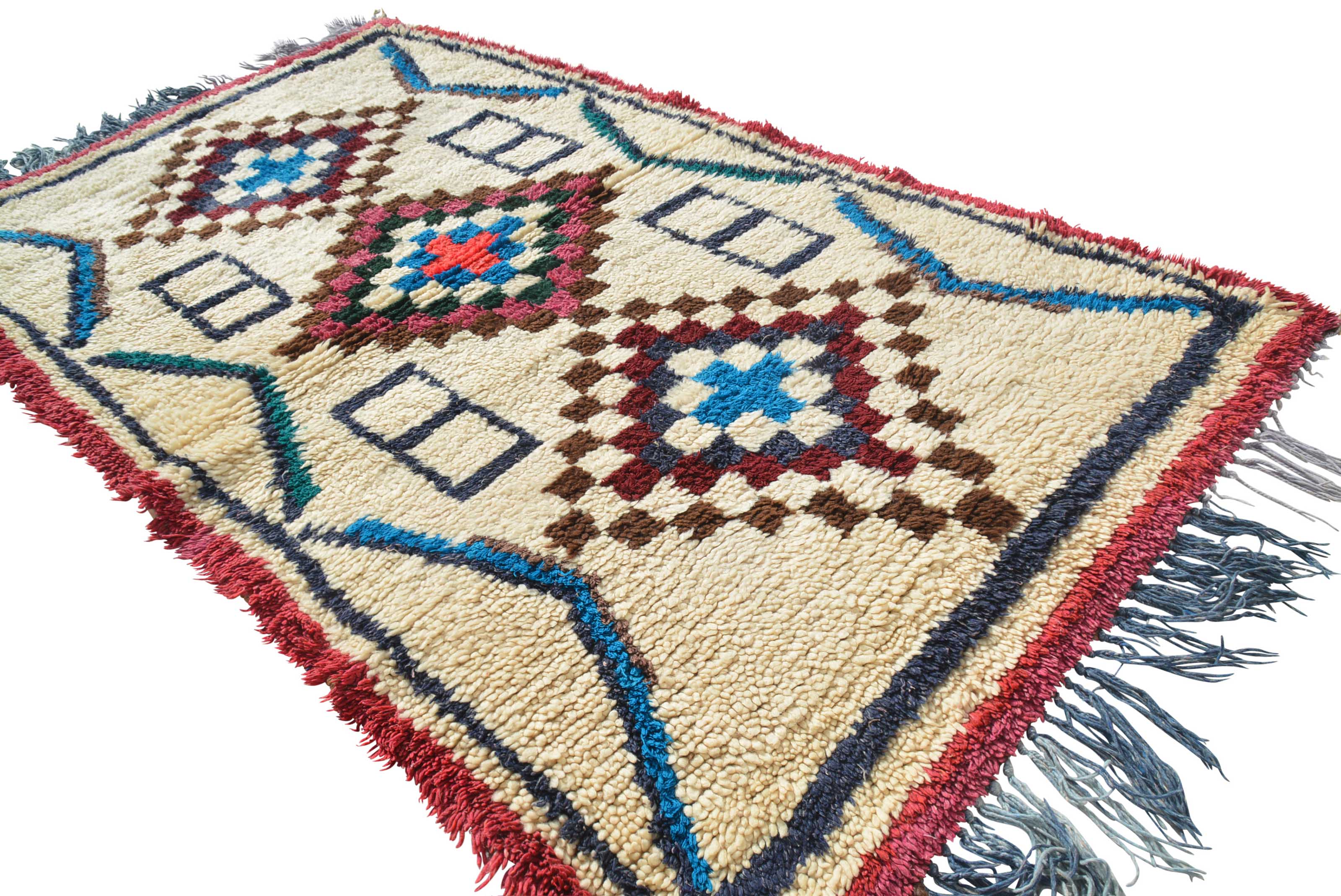 Vintage Wool Rugs - Faded Vintage Rugs - Vintage Moroccan Rug 