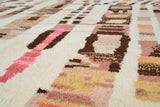White Brown And Pink Stripes Rug I Moroccan White Rug Collection