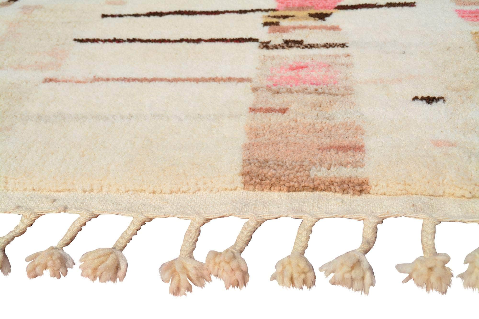 White Brown And Pink Stripes Rug I Moroccan White Rug Collection