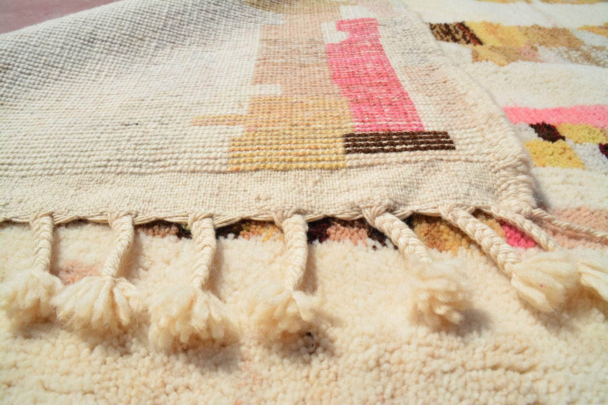 White Brown And Pink Stripes Rug I Moroccan White Rug Collection