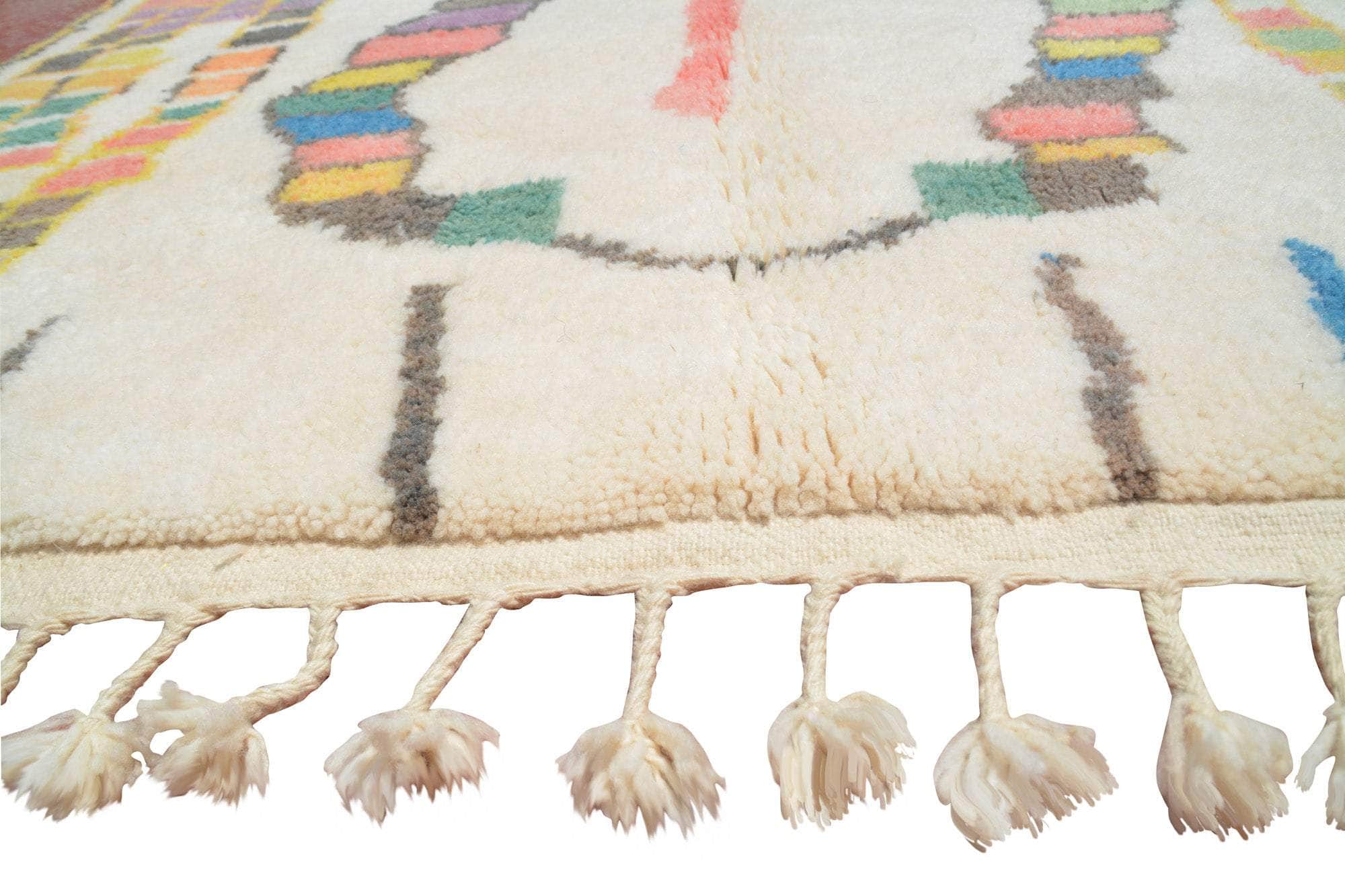 White Multi Color Berber |  Moroccan Geometric Rug