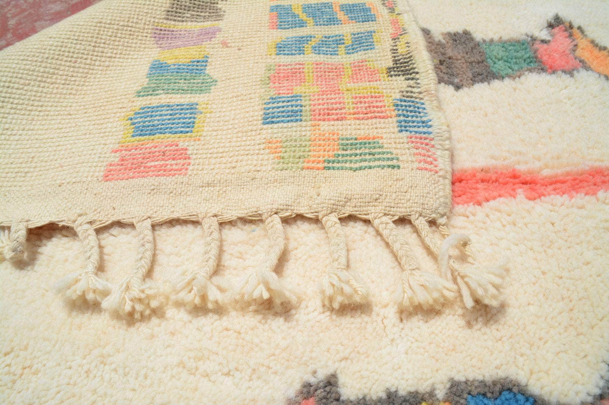 White Multi Color Berber |  Moroccan Geometric Rug