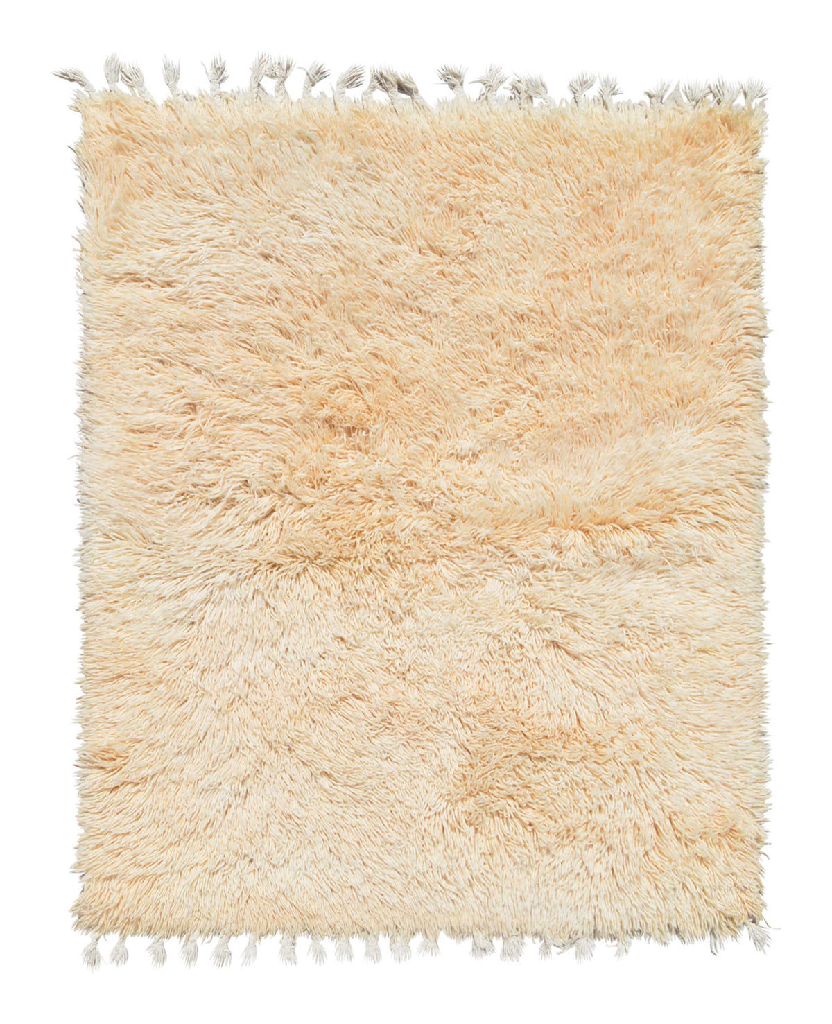 White Shaggy Handmade Wool Rug