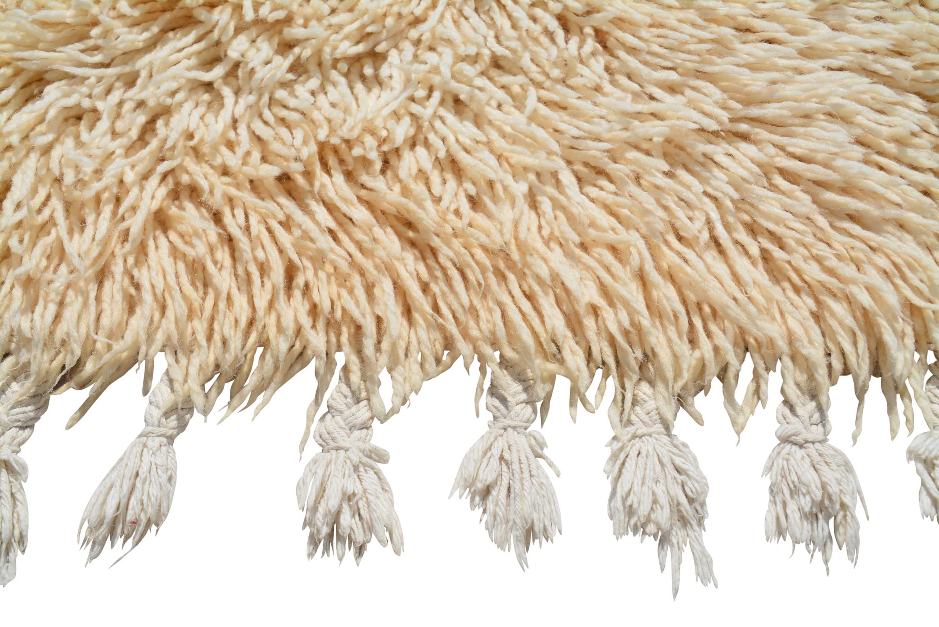 White Shaggy Handmade Wool Rug